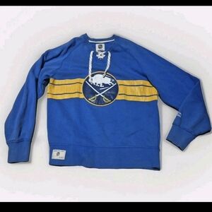 VINTAGE CCM BUFFALO SABRES TIE NECK SWEATSHIRT MENS SIZE LARGE RARE UNIQUE